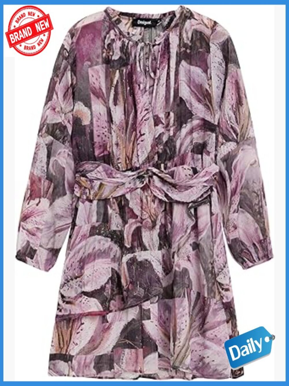 Flowy A-Line Dress with V-Neck Short Sleeve Knee-Length